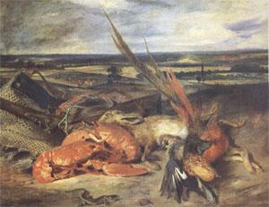 Eugene Delacroix Still Life with a Lobster and Trophies of Hunting and Fishing (mk05) Germany oil painting art